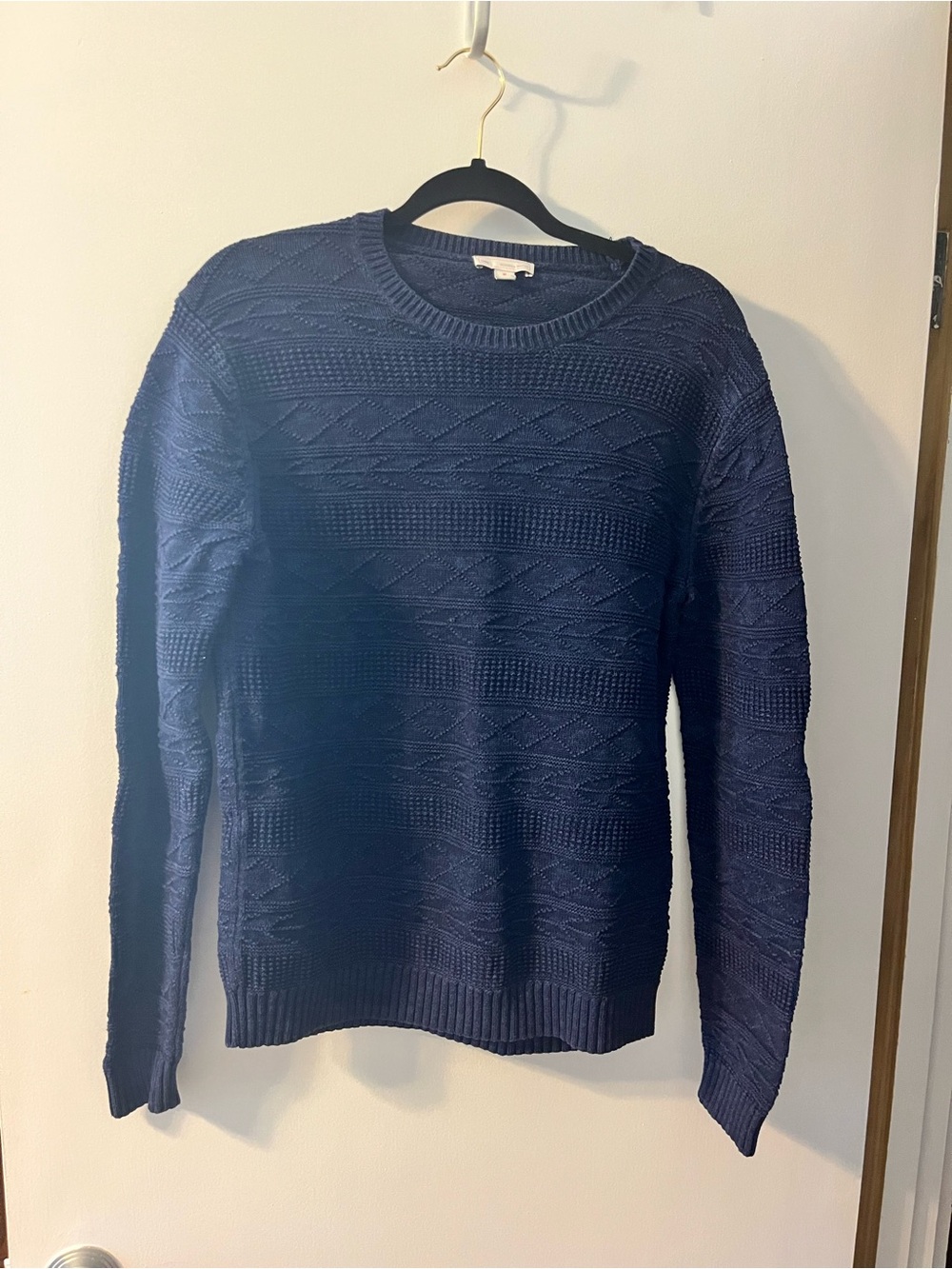 GAP Men's Textured Navy Crewneck Sweater